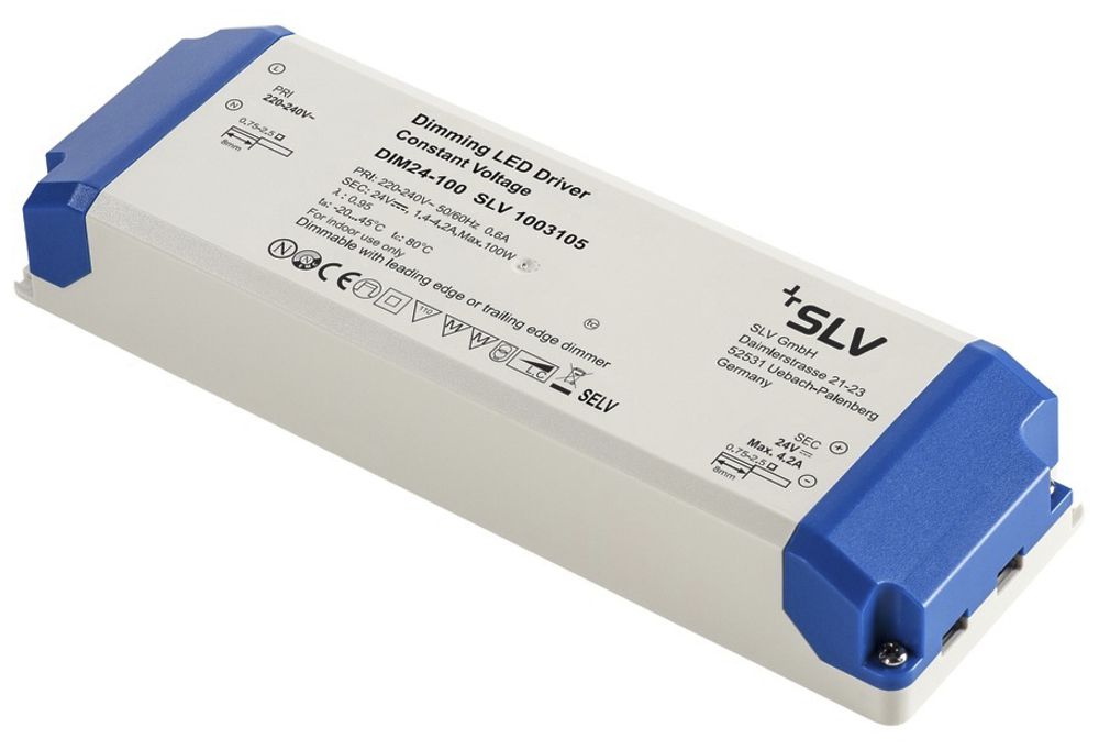 Convertitore LED SLV 100 (34…100W), 24V, 1400…4200mA, regolabile TRIAC L/C