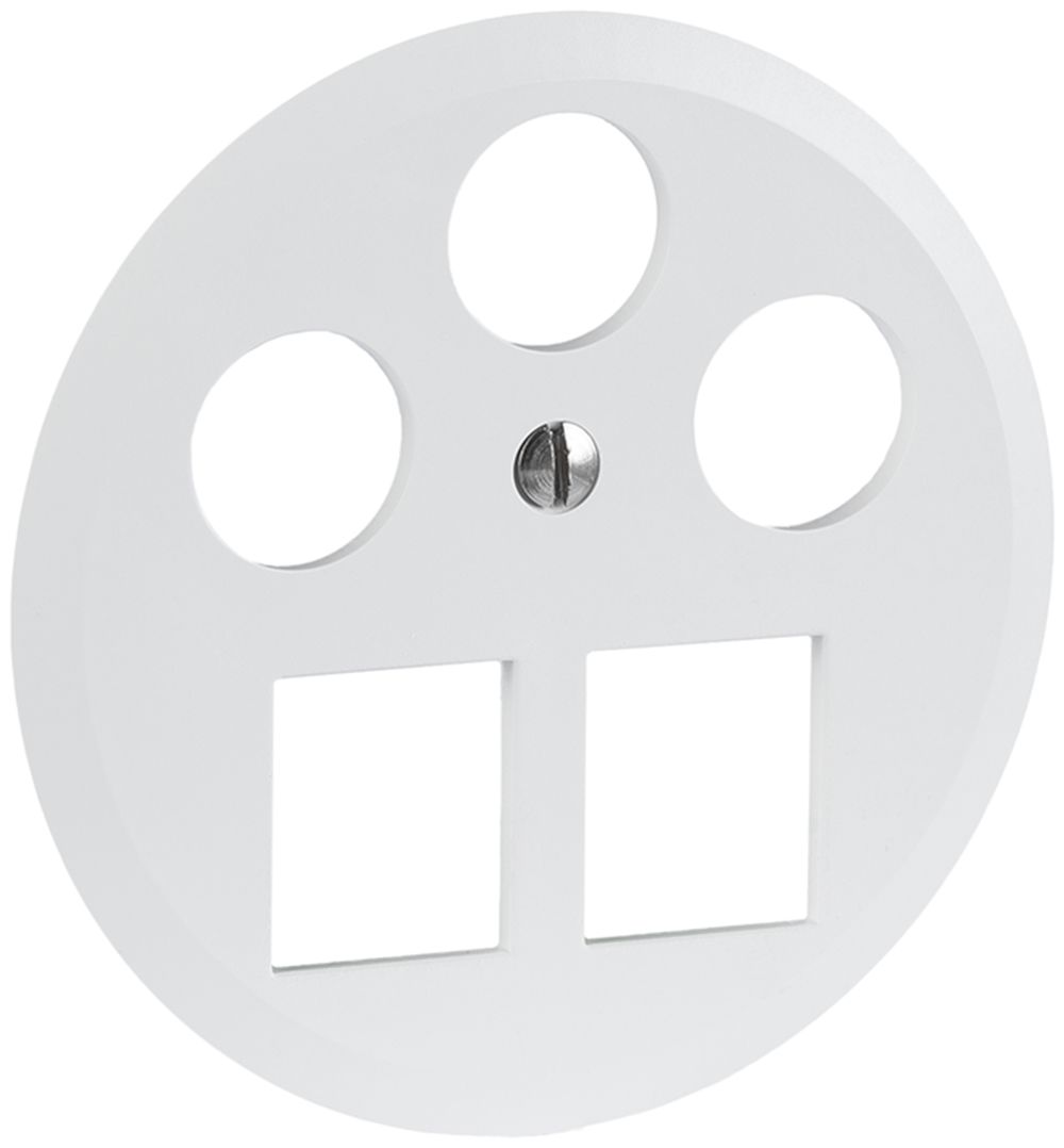 Disque frontal R&M MM SAT 2×RJ45 3×coaxial Ø58mm blanc