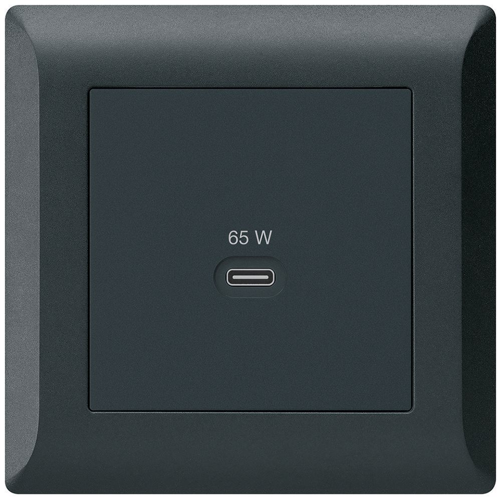 Prise de charge USB ENC Hager kallysto.line type C 65W 3250mA noir