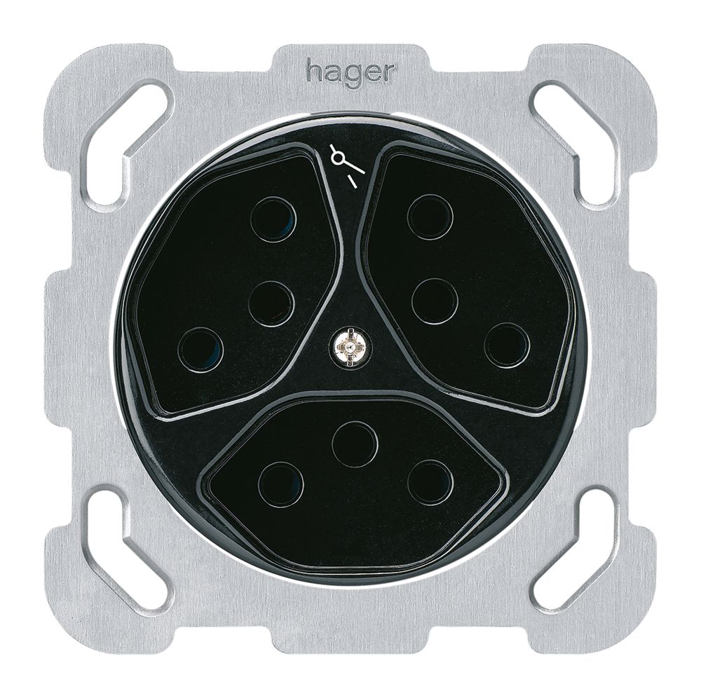 Einsatz zu UP-Steckdose basico 3×Typ 13/1 schwarz mit Kinderschutz