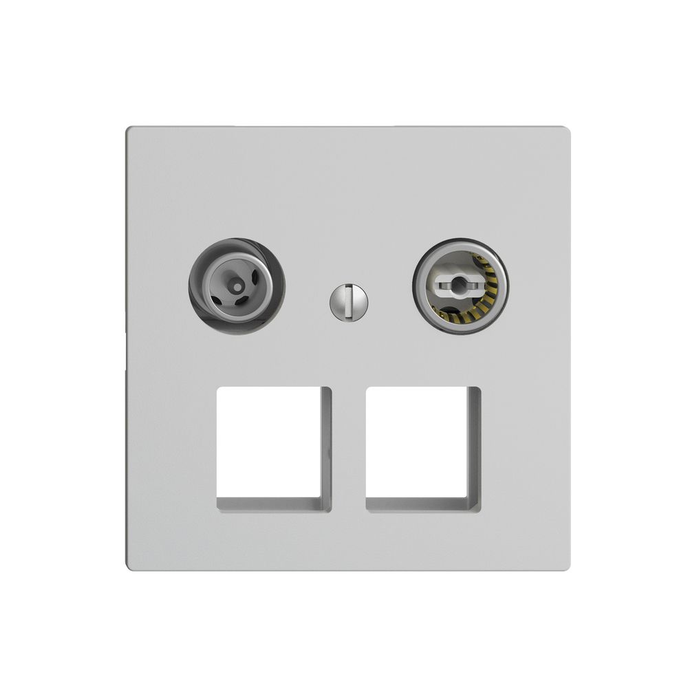 Multimediadose 11dB Edue F, Enddose/Durchgangsdose, f.2×RJ45 Keystone, hellgrau
