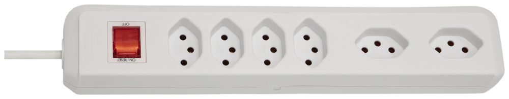 Prise multiple cleverLINE interrupteur 4+2×90° T13 H05VV-F 3×1mm² 2m blanc