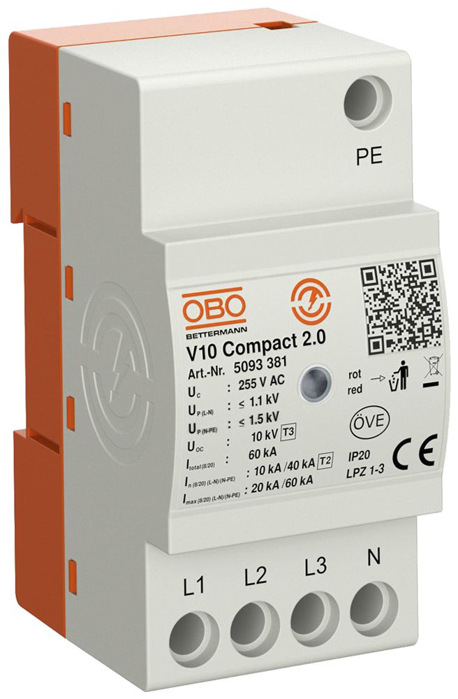 Überspannungsableiter Bettermann V10 Compact 2.0 3LNPE 255VAC 60kA