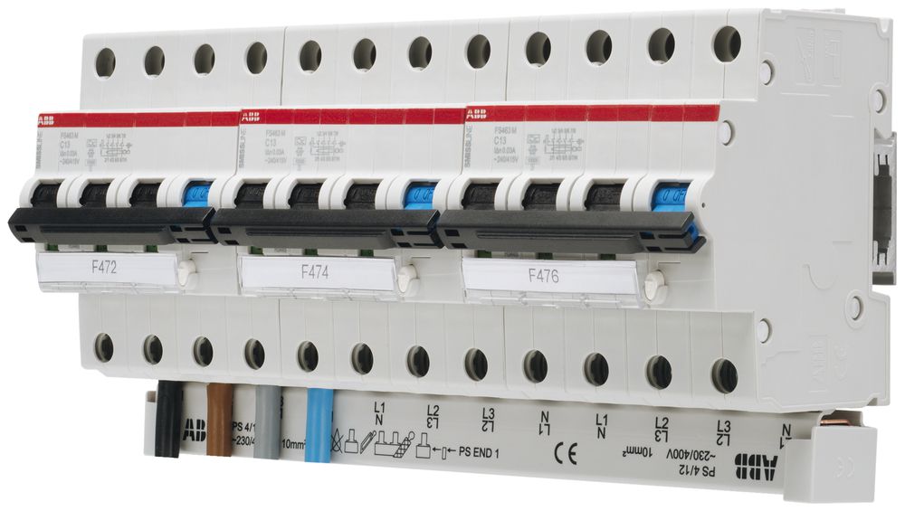 Kammschiene ABB 10mm² für 4 FI/LS L1, L2, L3, N