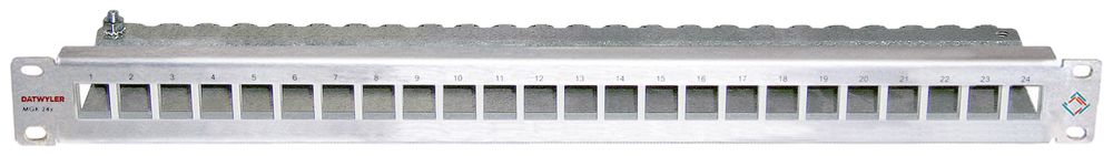 Patchpanel 19" Dätwyler MGK 1HE für 24×GG45, Edelstahl