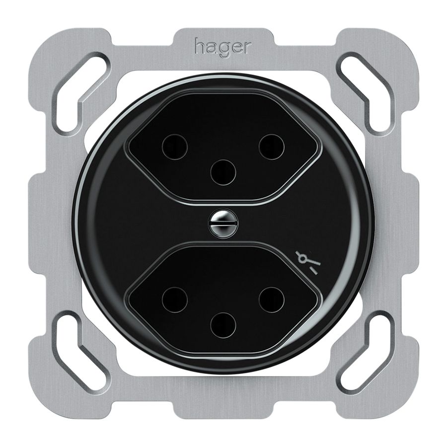 Prise ENC origin 2×type 13 1×S 10A 230V 77×77mm noir