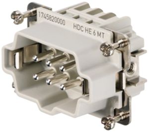 Insert mâle Weidmüller HDC HE 500V 24A 6L à ressort grd.3