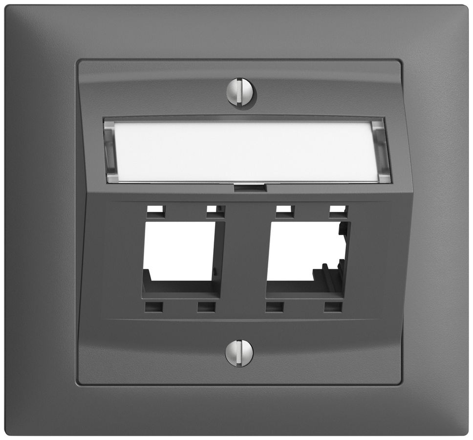 Kit montaggio INC Edue FKE, c.cappa uscita obliqua, per 2×RJ45, grigio scuro