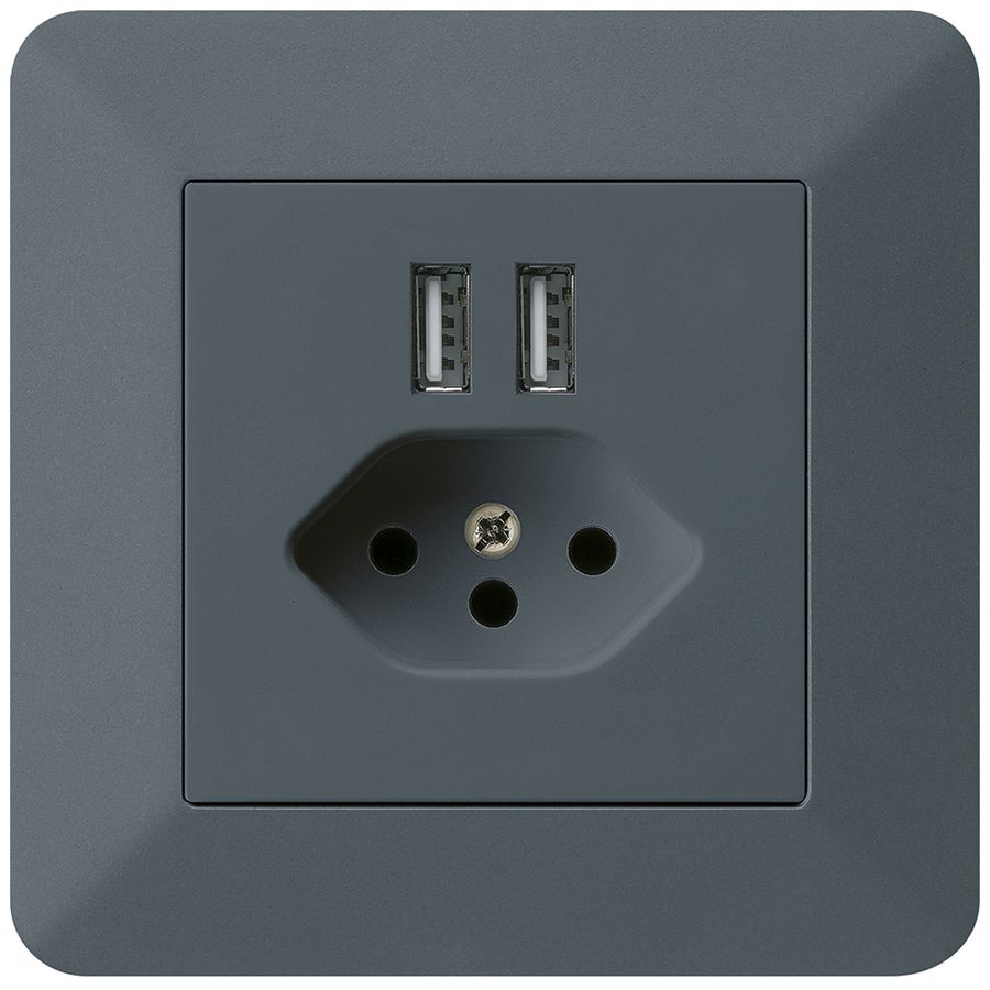 Prise ENC 2×USB & T13 kallysto.trend 2400mA anthracite