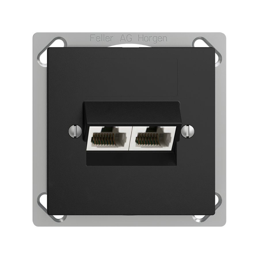 EB-Dose 2×RJ45/u 4P getr. EDIZIOdue schwarz ITplus