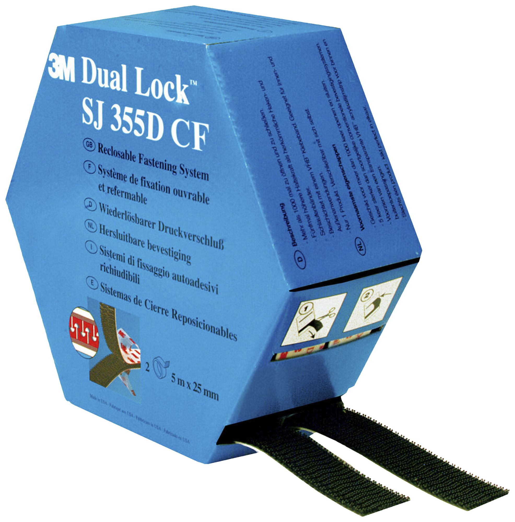 Nastro a strappo 3M Dual Lock SJ355 25mm×5m×5.7mm 40 teste/cm² nero