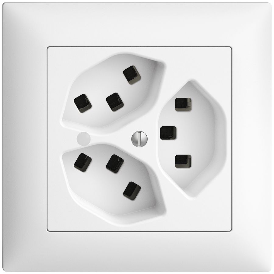 Presa INC 3×T23 16A bianco con LED verde EDIZIOdue