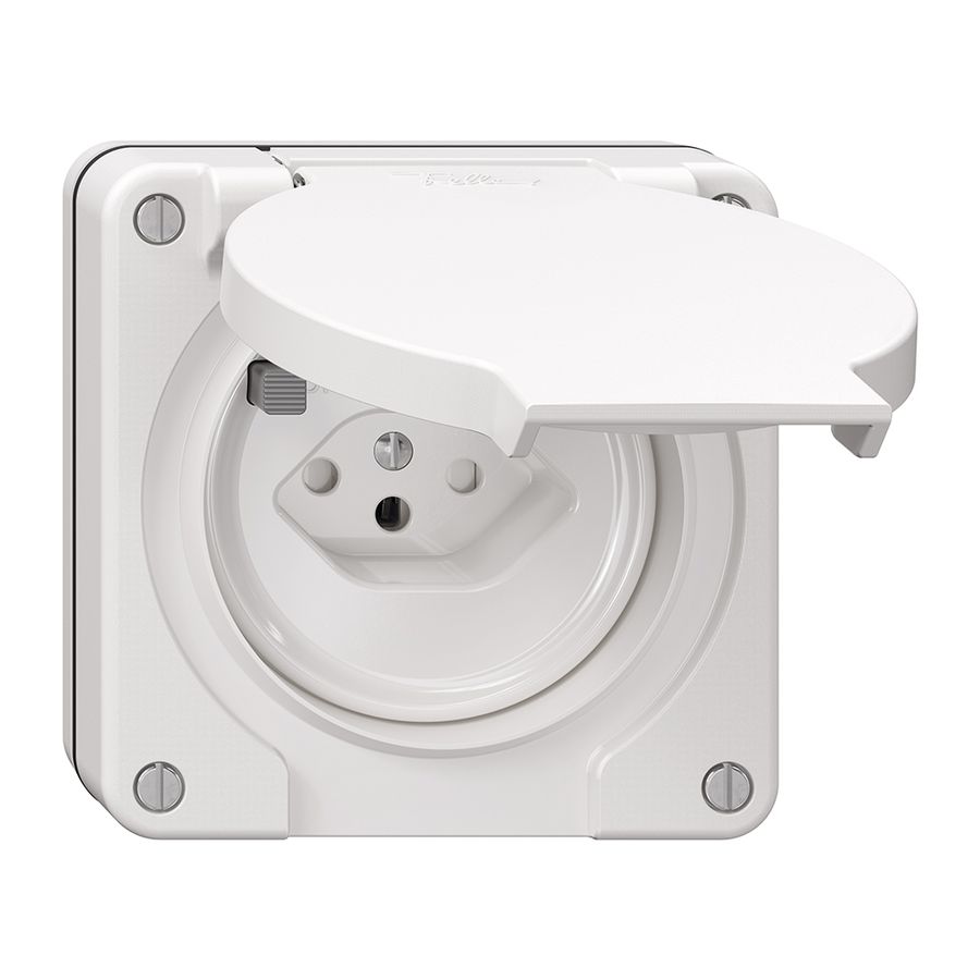 NUP-FI-Steckdose NEVO, 30mA, Typ 13, m.Shutter, m.Anschlussklemmen, weiss