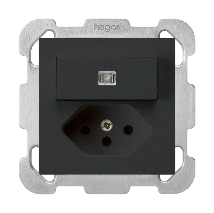 UP-Leuchtkombination A-R/1P+T13 schwarz kallysto mit Befestigungsplatte