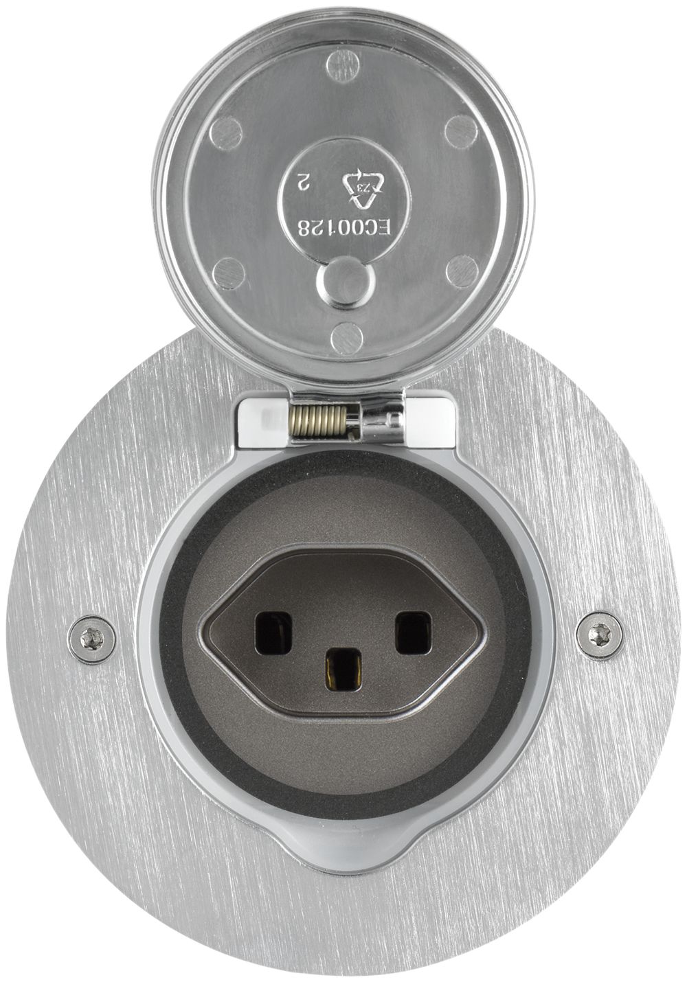 Prise de sol Platinum rond 1×type 23, acier fin brossé