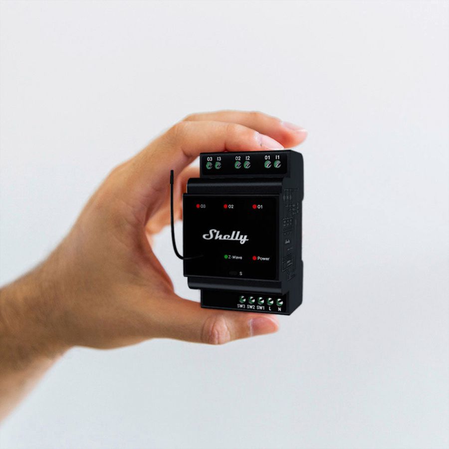 REG-RF-Schaltaktor Shelly Wave Pro 3 Z-Wave 3-Kan 110…240V 3TE