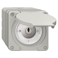 NAP-Drehschalter NEVO, 1/1 L, mit Schloss&2 Schlüsseln, KS, 0-1-1+2-2, lichtgrau