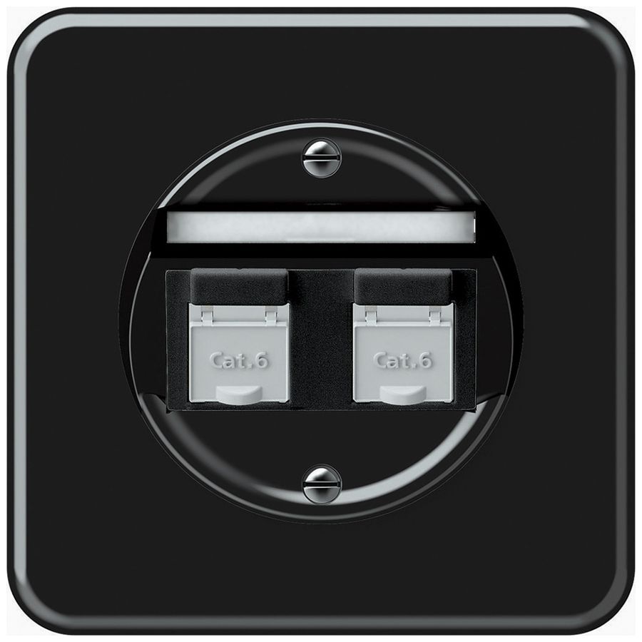 UP-Anschlussdose origin 2×RJ45 8(8) Kat.6 schräg 92×92mm schwarz