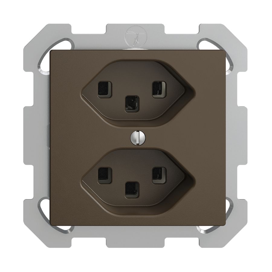 Prise ENC 2×T23 16A EDIZIOdue coffee, avec bornes enf.