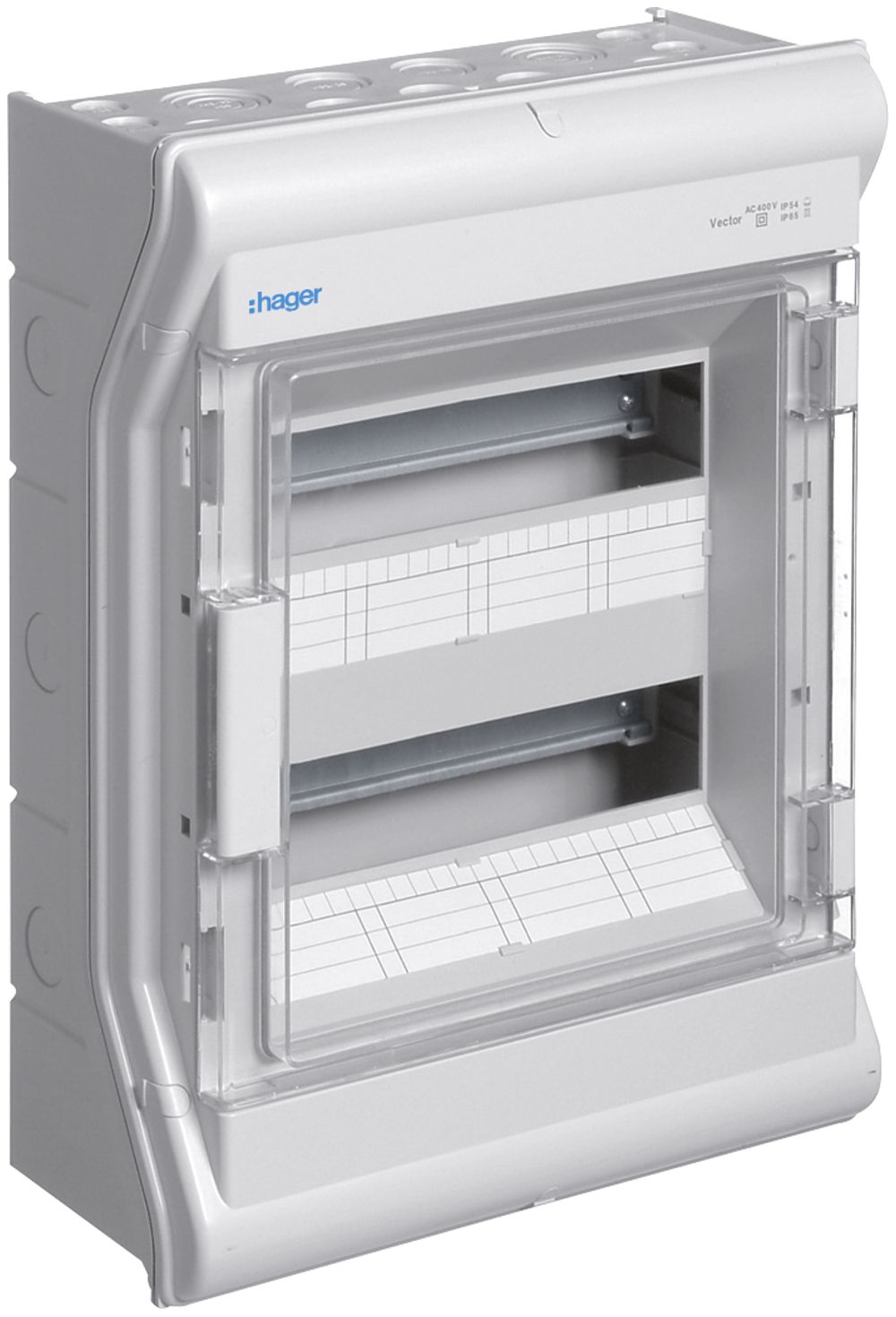 Coffret de distribution AP Hager vector 2 rangées 24UM IP54/IP65 310×427×151mm