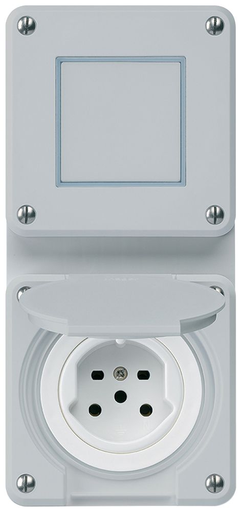 Combi ENC 2×1 HA robusto sch3/type 15 a.bornes enfichables a.couvercle gris