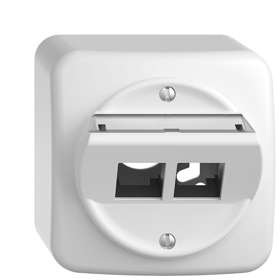 Kit de montage AP S-One STANDARDdue QX pour 2×RJ45 oblique, blanc