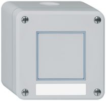 Pulsante di suoneria AP Hager robusto IP55 con placchetta grigio