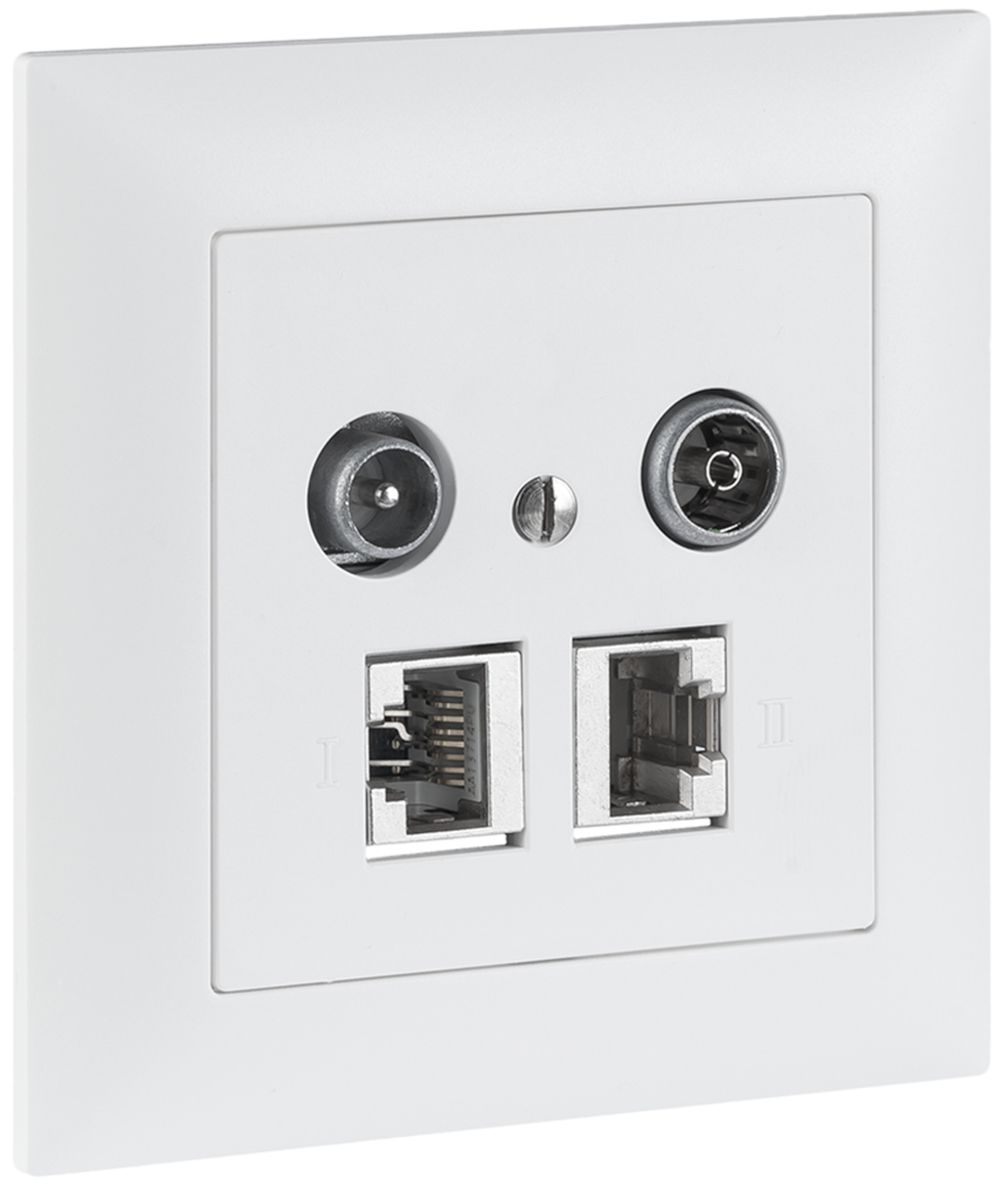 UP-Multimediadose R&M 2-Loch-11-sp-k. mit 2×RJ45 Kat.5E