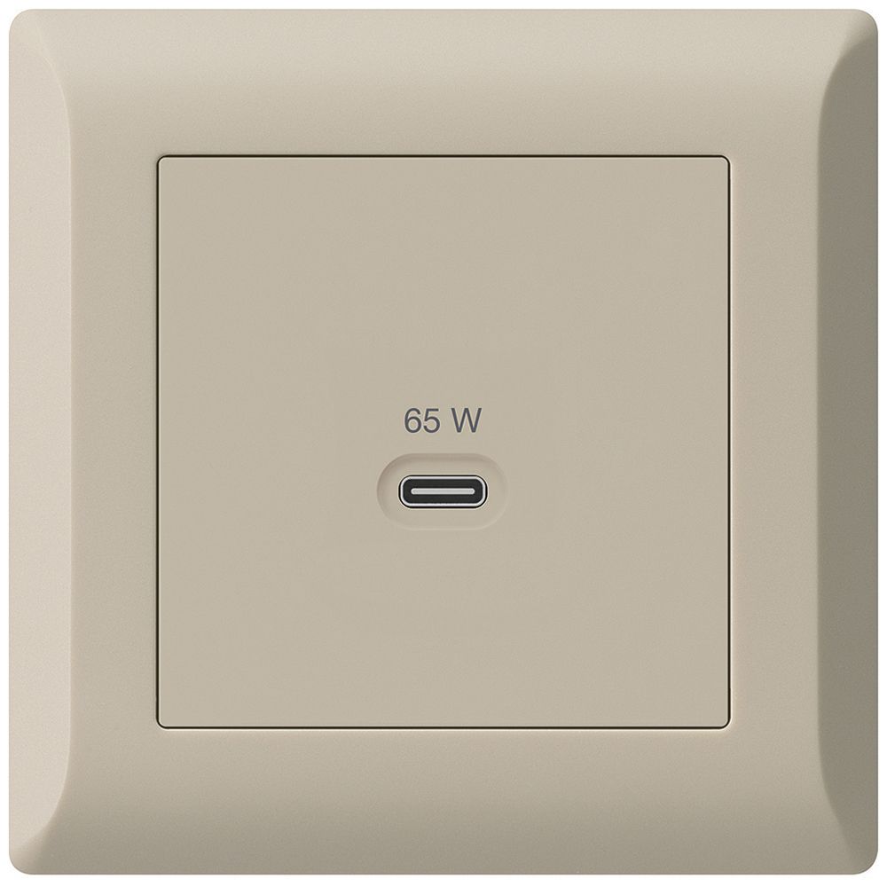 UP-USB-Ladesteckdose Hager kallysto.line Typ C 65W 3250mA beige
