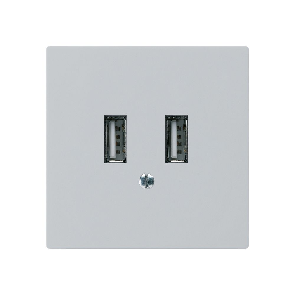 UP-USB-Ladesteckdose Hager kallysto A 240V 2400mA hellgrau