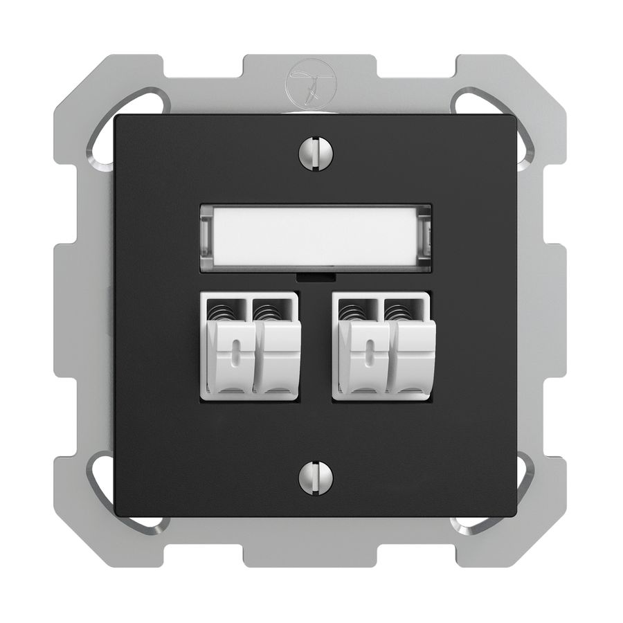 Prise audio ENC Push Type EDIZIOdue FM, 2×, kit d'inscription, noir