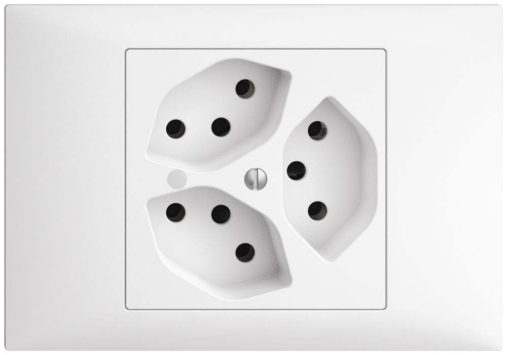 EB-Steckdose EDIZIOdue 3×T13 weiss mit LED grün