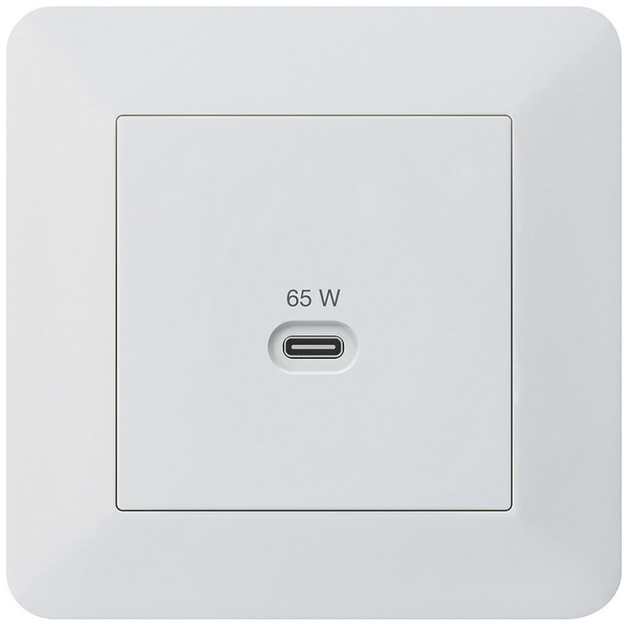 Prise de charge USB ENC Hager kallysto.trend type C 65W 3250mA blanc