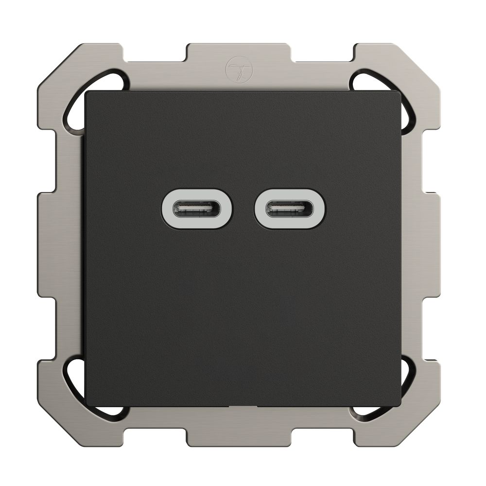 Prise ENC USB 18W 2×type C Feller EDIZIOdue FM 230V 3600mA noir