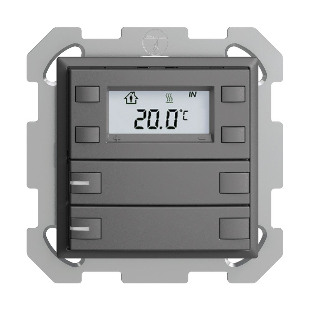 Poussoir RTH ENC KNX 2× EDIZIOdue FM gris foncé, avec LED RGB