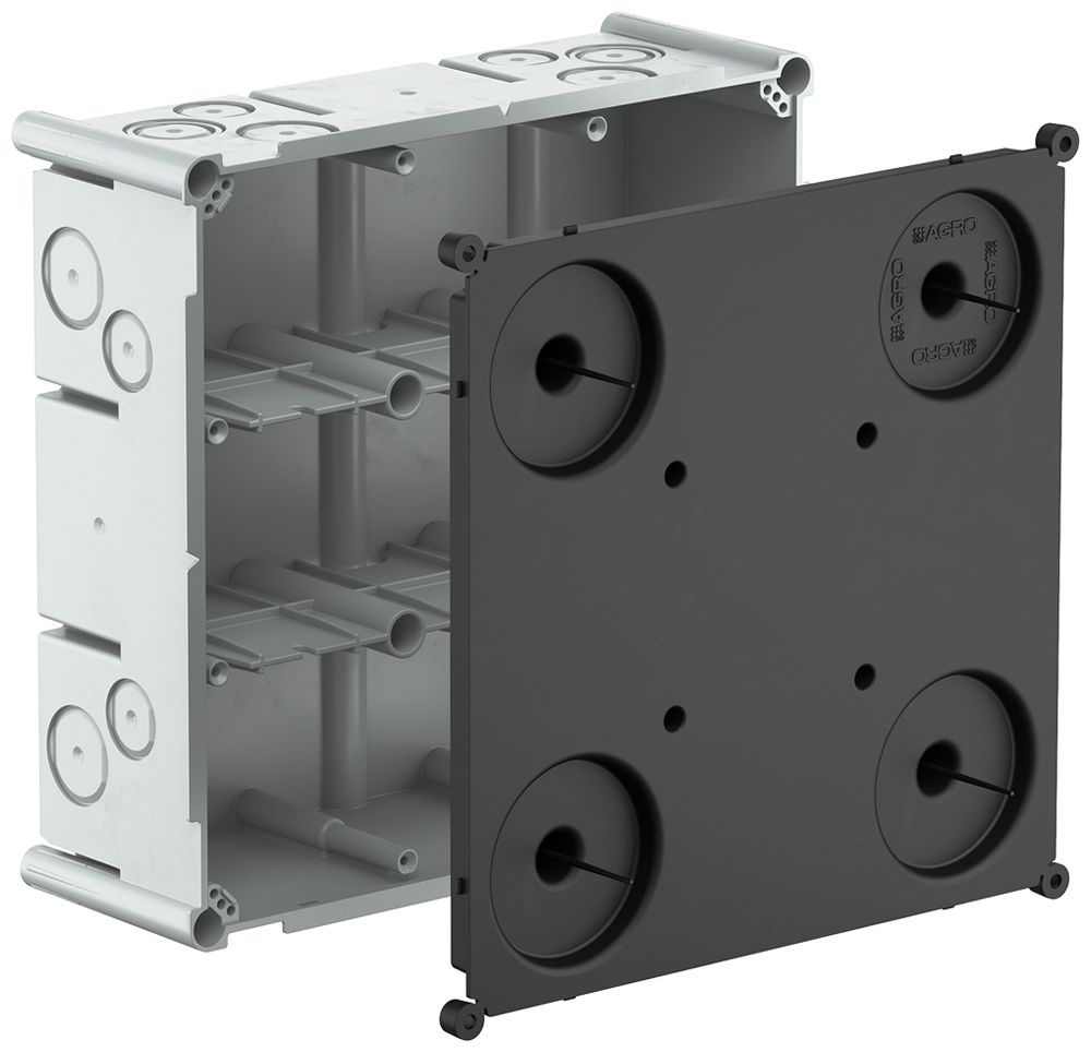 UP-Einlasskasten AGRO 3×3 650°C mit Schutzdeckel, M20/25, grau