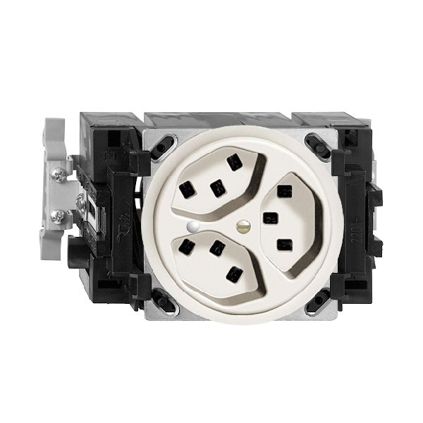 EB-Steckdose 3×T23 16A weiss 53mm FH mit LED grün, Steckkl