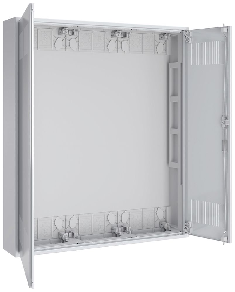 Coffret vide AP Pragma a.porte a.fentes blanc 3 champs 6 rangées 800×950×160mm