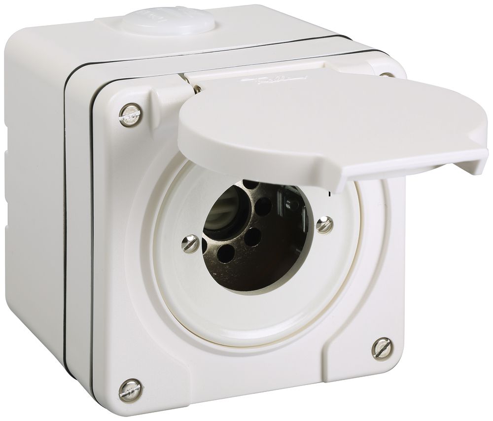 Interrupteur AP s.cylindre NEVO 2P, IP55, 0-1, ret.12, blanc