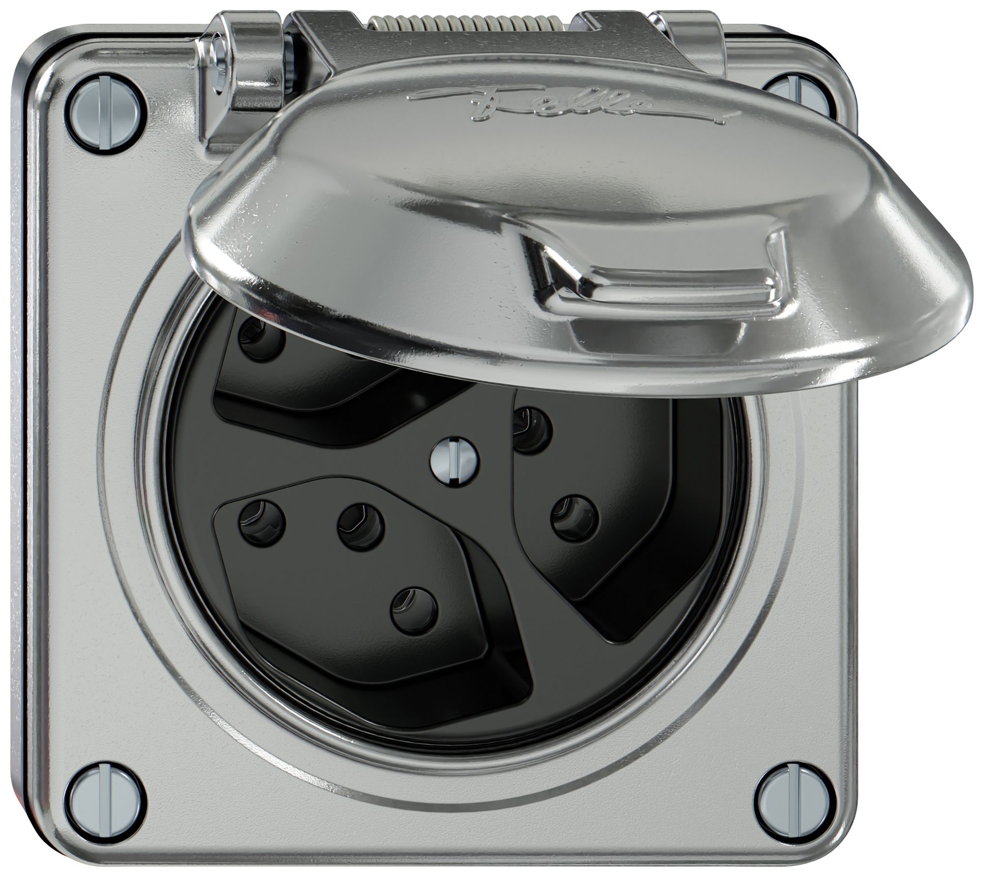 UP-Steckdose ELEMENT 3×Typ 13 1×S 10A 250V IP20 mit Klappdeckel aluminium