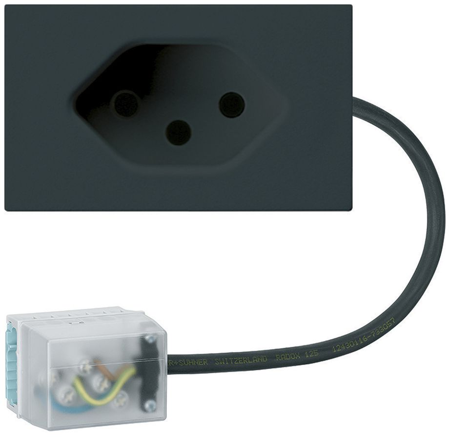 Prise INC 1×type 13 Hager FLF pour câble plat Ecobus power L3 noir