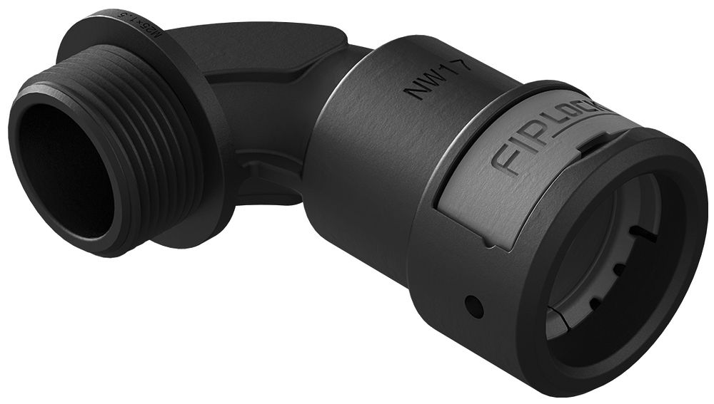Verbinder 90° Plica FIPLOCK Nennweite 48 M50×1.5mm schwarz