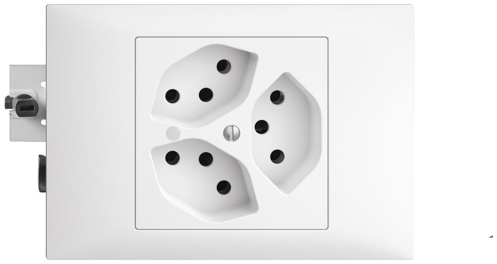 Prise INC EDIZIOdue 3×T13 blanc 53mm, avec LED vert