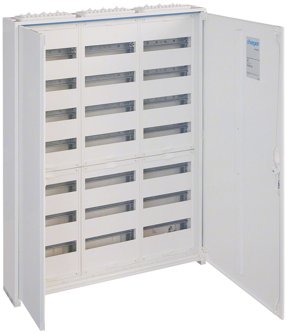 Distributeur AP Hager univers 7 rangées 252UM porte IP44 800×1100×160mm