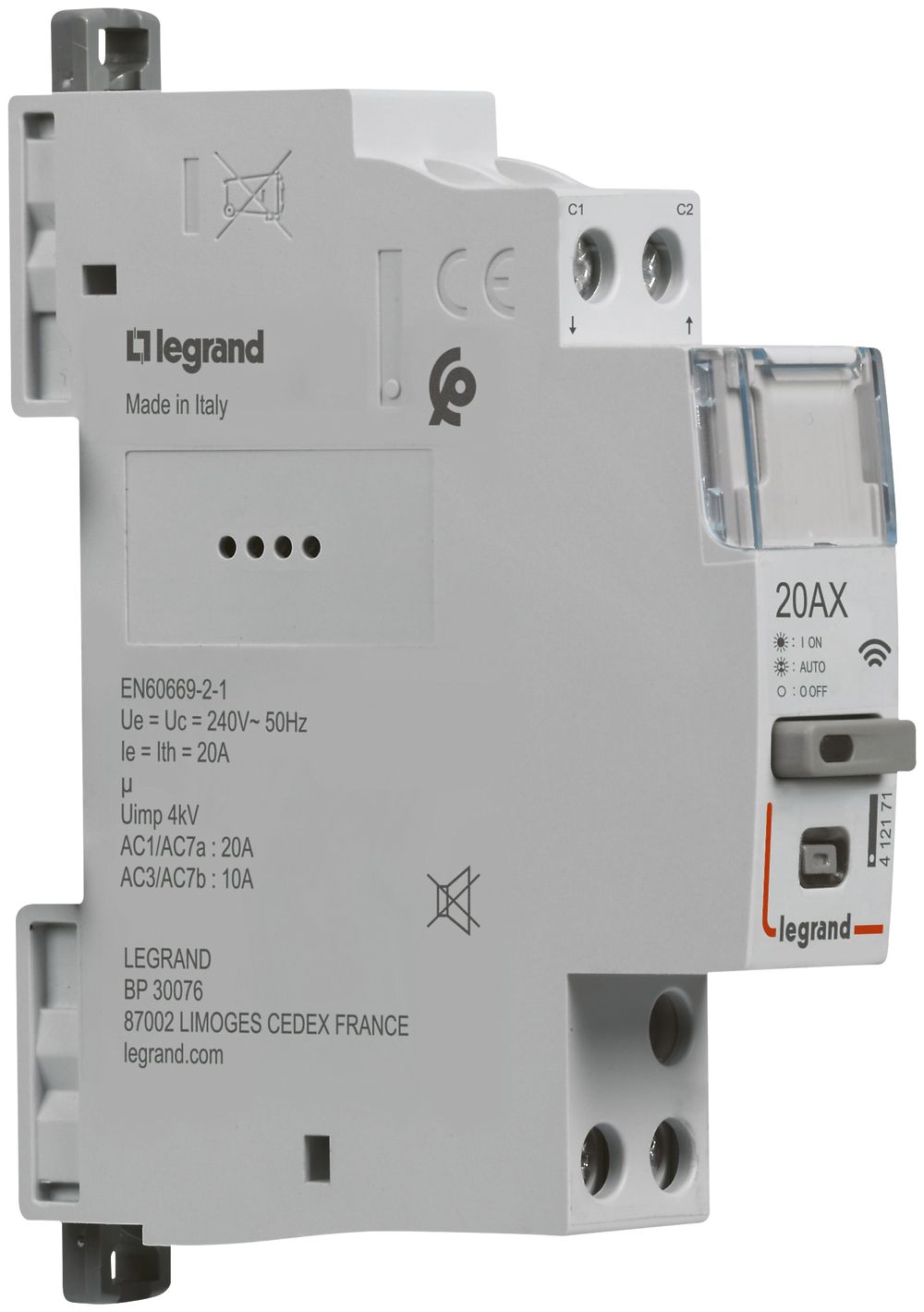 Contattore AMD Legrand CX3 Netatmo, 20A 230VAC 1S, LED+interruttore, 1UM