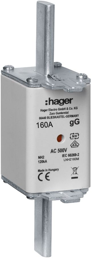 Fusibile HPC Hager DIN2c 500VAC 160A gG/gL segnalatore doppio antiruggine