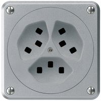 Steckdose Hager robusto, 3×T23, A, aluminium