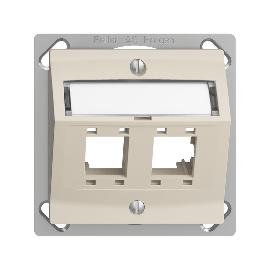Kit de montage INC EDIZIOdue, avec capot de sortie oblique, pour 2×RJ45, crema