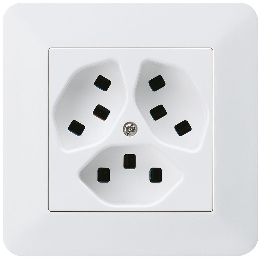 Prise ENC Hager kallysto.trend 3×T23 C blanc ultra