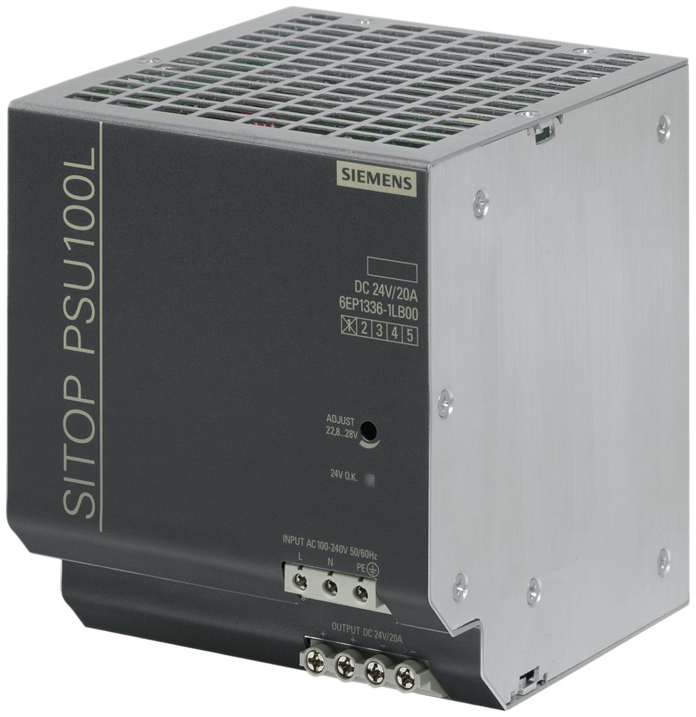 Stromversorgung Siemens SITOP PSU100L, IN:100…240VAC, OUT:24VDC/20A